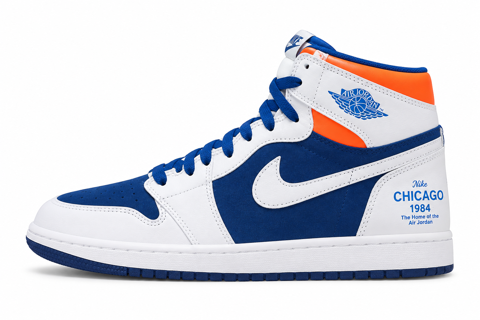 کتونی جردن شیکاگو ساقدار مردانه سفید آبی کاربنی